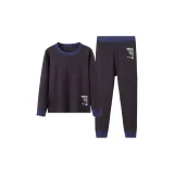 ZF-Светлый Мягкий Флис Комплект Нижнего Белья в Черном с Серой Подкладкой