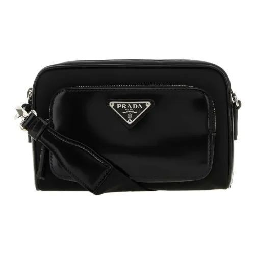 PRADA Переработанный нейлон и кожа сумка через плечо мужская черная