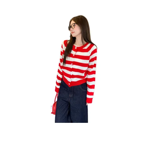 HIPHOPPUNKS Красный Белый Полосы Женский Трикотаж