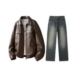 Set (Coffee Top + Vintage Blue Pants)  
Комплект (Кофейный топ + Винтажные синие штаны)