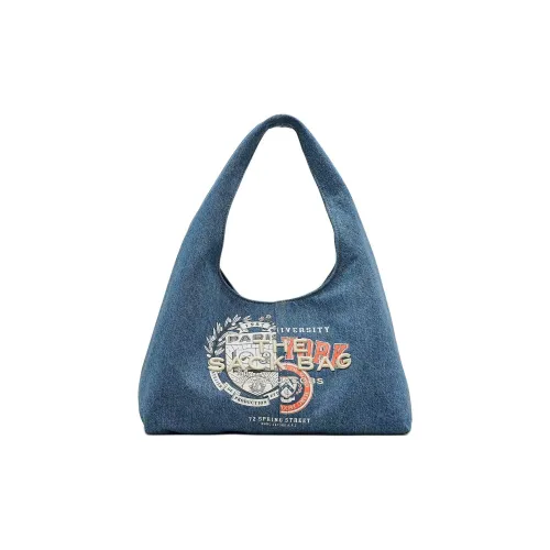 MARC JACOBS ×A.P.C. Коллаборация Хлопок Деним Плечевая сумка Женская Синяя