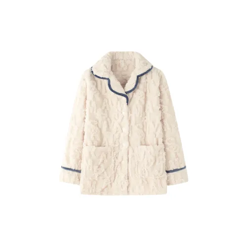 DUOQIAOMEI Экрю Женские Пижамные Верх