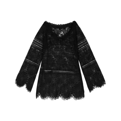 Asif calie FW25 Кружево Прозрачное Платье Длинное с Длинными Рукавами Женское