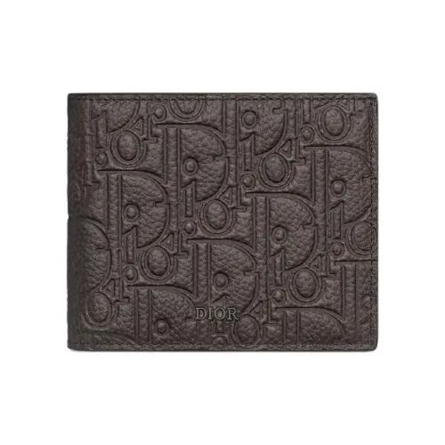 DIOR Телячья кожа Кошелек Мужской Темно-коричневый
