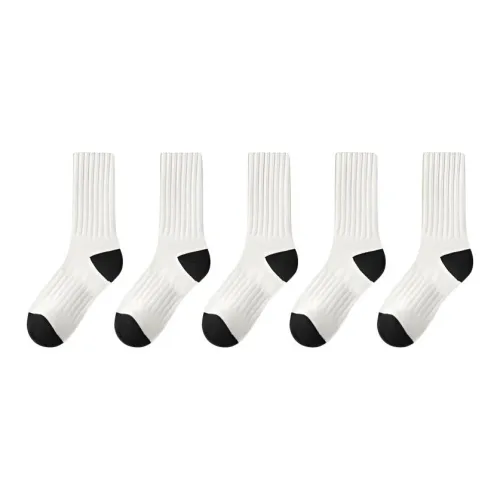 MADALLO [5 Pack] 5 Белых Мужских Носков MID до икры