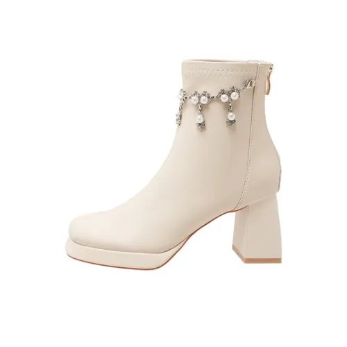 Zubumei Ботильоны 7CM Женские Экрю