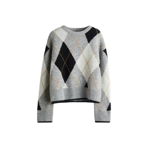 H M Серый Смесь Ромб Узор Женские Свитера