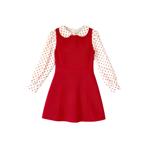 BIFH Red Dress Women's Long Sleeved Dresses BIFH Красный Платье Женские Длинные Рукава Платья