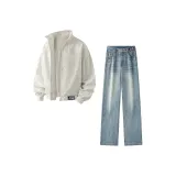 Комплект одежды (Топ экрю + Низ с синим и черным логотипом)