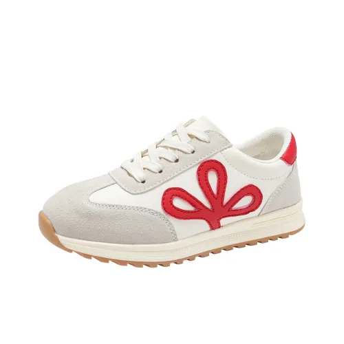 Reivanti MID Топ Спортивная Обувь Без Подкладки Женская Бежево-Красная Стиль Позиционирования