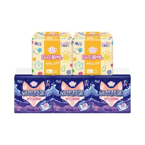 Elis Бесплатно Moment Мгновенно Впитывающий Фантастический Фужерный Комплект Гигиенических Салфеток для Лица Мягкий Wa Дружественный к Коже Комплект из Пяти Штук