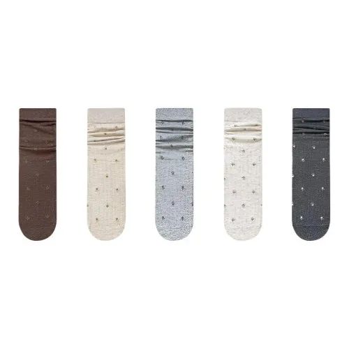 MADALLO [5 пар] Кофейный + Светлый Бежевый + Светлый Серый + Молочный Белый + Темный Серый Женские Носки MID до икры