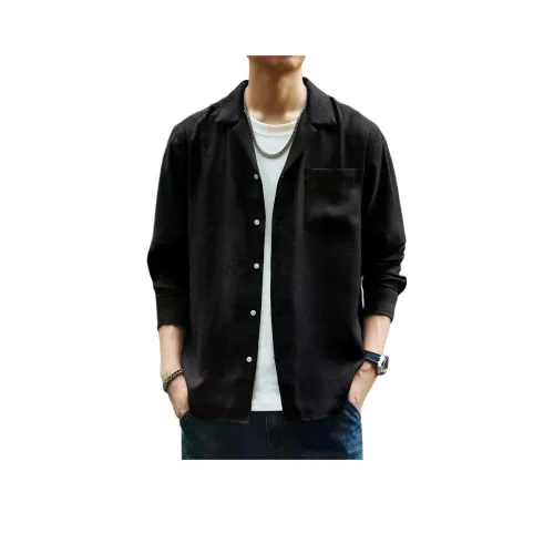 GELANLU Осенняя рубашка свободный крой унисекс