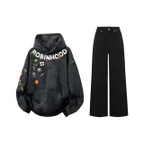 Чёрный свитшот + чёрные джинсы