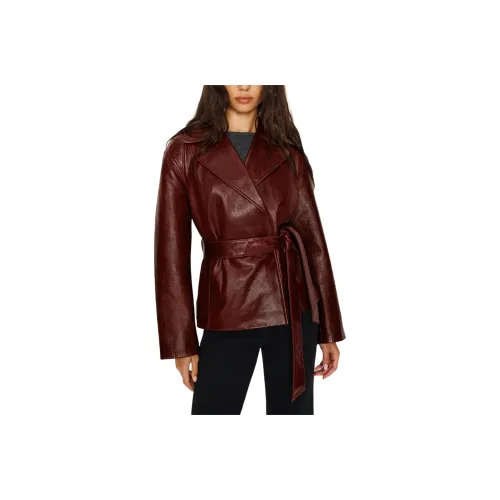 REFORMATION Veda Jaden Cropped Trench Leather Jacket Women's
