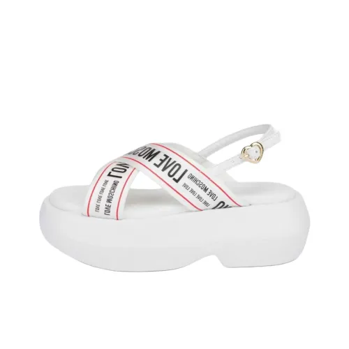 LOVE MOSCHINO One Ремешок Сандалии 7 см Женские Белые
