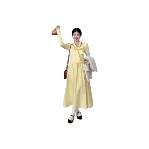 LANGQING Длинное платье с длинными рукавами женское