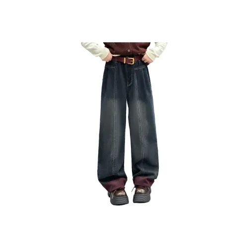 BaoLaXiaoJie Флисовые джинсы с подкладкой школьные джинсы