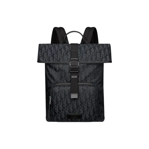 DIOR Oblique Техническая ткань с хлопком и коровья кожа рюкзак мужской черный