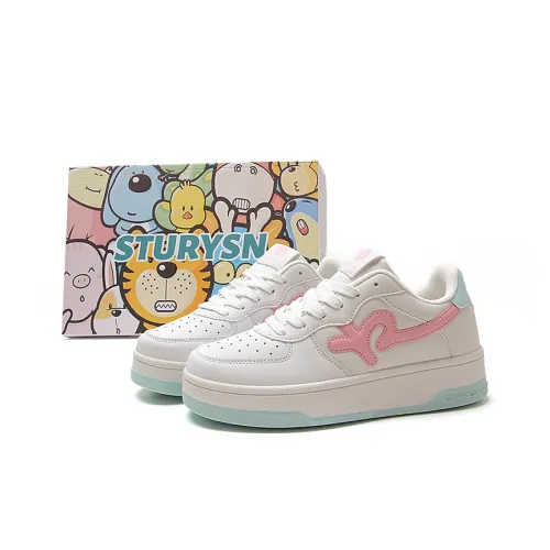 STUR YSN Износостойкий и Легкий Низкий Топ Скейтборд Кроссовки Женские Белые Розовая Луна