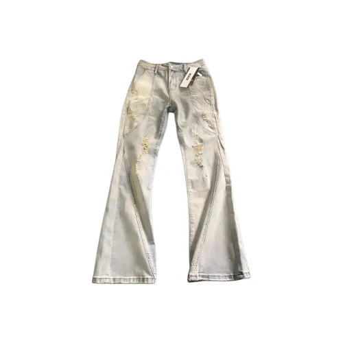 HELEH Желтые Грязные Унисекс Джинсы