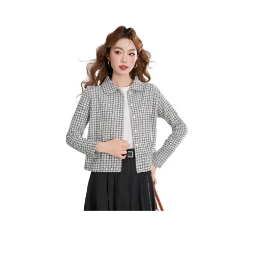 JEANSWEST Женское короткое пальто в узоре гусиная лапка