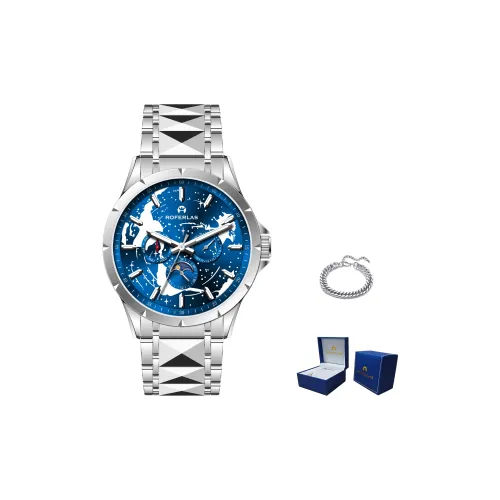 ROFERLAS Кварцевый Автоматический Механический Механизм Мужские Часы 42 мм Синий