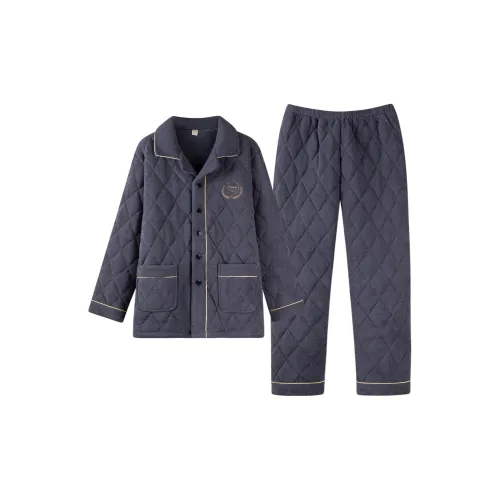 Qin Jing Пижамный комплект Мужской Серый Синий