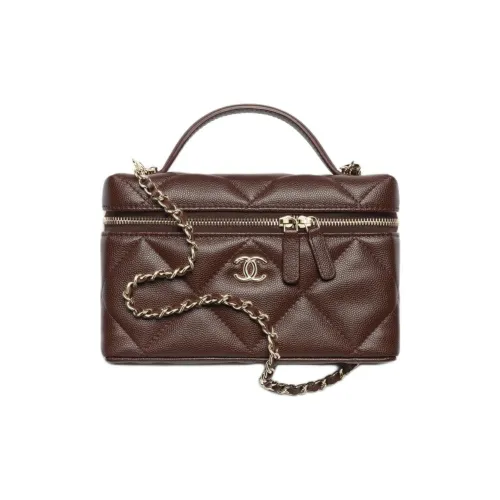 CHANEL Телячья кожа Сумка Стандартная Женская Темно-коричневая