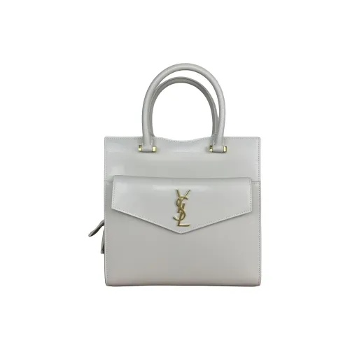 SAINT LAURENT UPTOWN С рельефным тиснением натуральная кожа маленькая сумка белый цвет для женщин