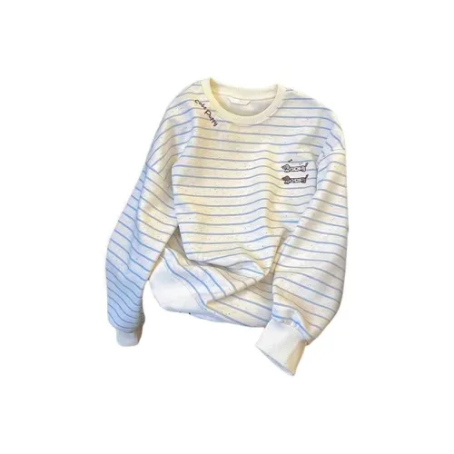 MOONCORE Синие полосы Узор Женские Свитшоты