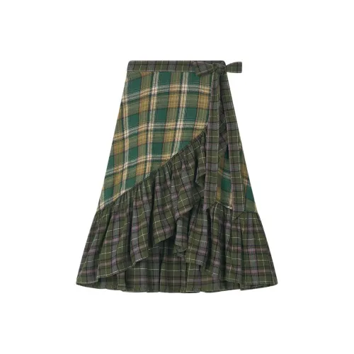 Asif calie FW25 MIX CHECK WRAP Юбка Повседневная Длинная Юбка Женская