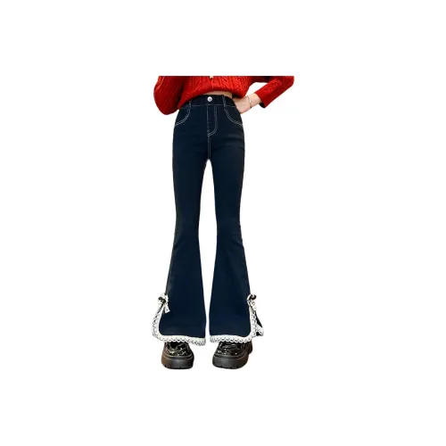 SAINT WATERS Кружево Отделка Деним Расклешенные Штаны Школьные Джинсы