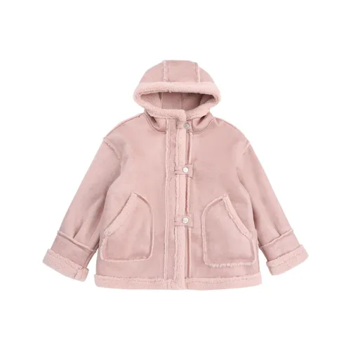 RHOBESAM Best Selling Tribal 2488 С капюшоном Замша Пальто Розовая кожаная Kids Куртки