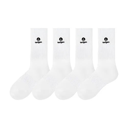 NAVIGARE [4 упаковки] 4 белых мужских носков до колена