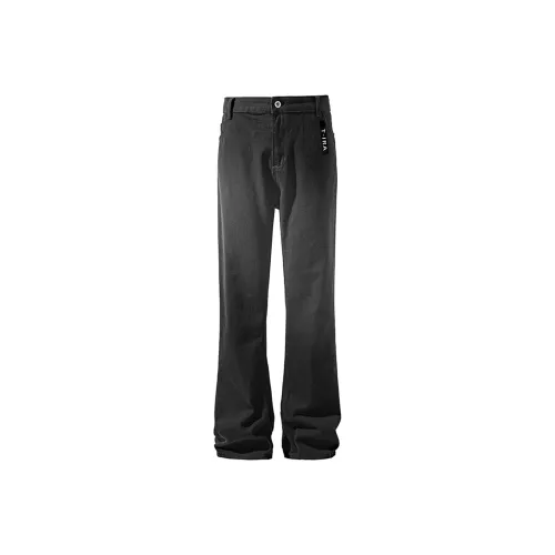 T IRA Черный Нет Логотип Пряжка Унисекс Джинсы