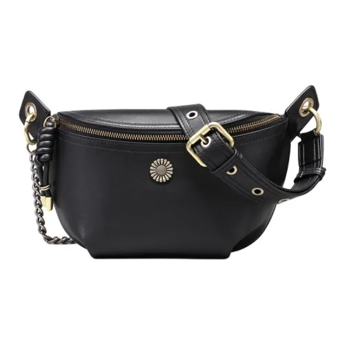 PT'SON Коровья кожа Сумка через плечо Женская Черная