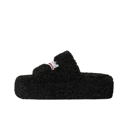 Balenciaga Furry Шлепанцы 5 см Женские Черные