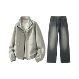 Set (Ecru Top + Vintage Blue Pants)  
Комплект (Топ экрю + Штаны винтажные синие)