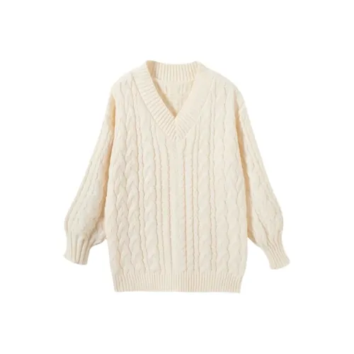 Dippanis Экрю TWISTED Fried Dough Свитер Женские Трикотаж