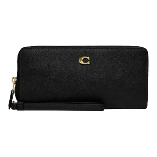 COACH Continental Wallet из кожи кошелек женский черный