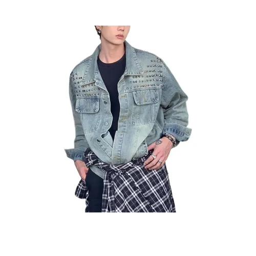 GANGZAI Синий Унисекс Джинсовые куртки