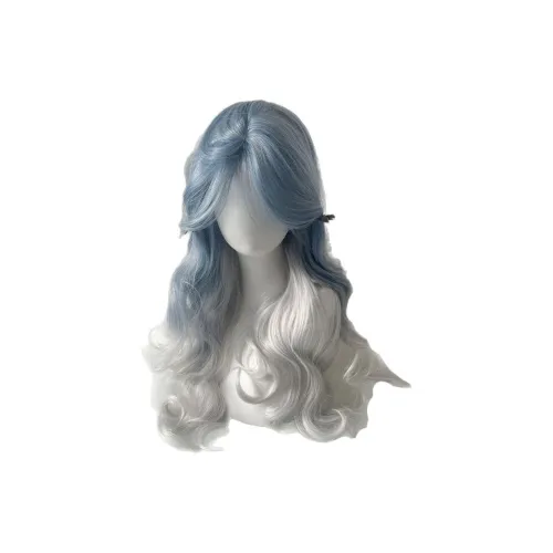 FYOSEE Full Покрытие Синтетическая Длинная Кудрявая Перука для Женщин Сине-Белый Градиент Летняя Мода