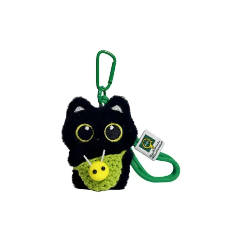 AIQINGCAOZHILIANWANJU Супер милый Маленький Черный Кот Пчелка Плетеный Веревка Индивидуальная Милая Плюшевая Подвеска 10 см Рекомендуемая Высота