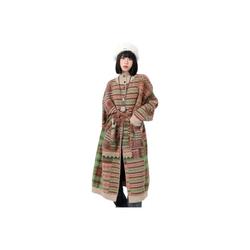 Dippanis Коричнево-зеленый Женский Трикотаж