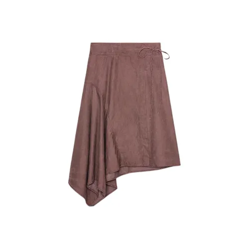 ZARA Collaboration Темно-бордовая женская повседневная длинная юбка