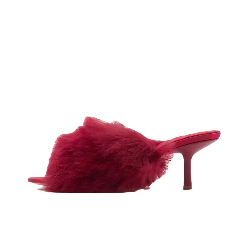 Burberry Тапочки из натуральной кожи женские красные