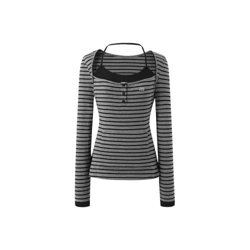 Wang Leshi Темно-серые Женские T-рубашки