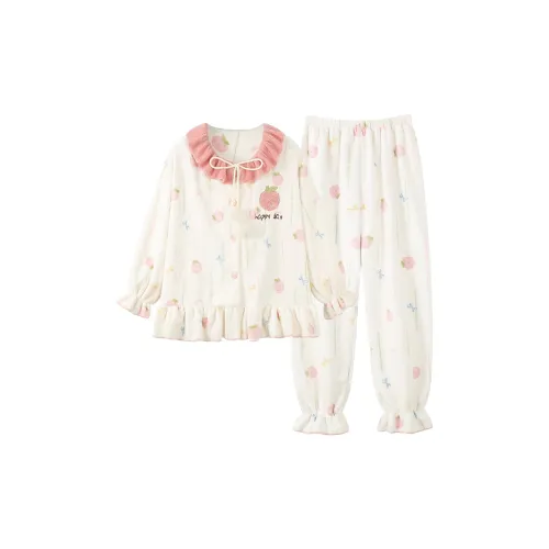 Qian Rise Сладкий стиль Фрукты Женские Пижамные комплекты