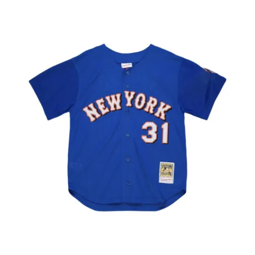 Mitchell Ness Blue Men's T-Shirts Mitchell Ness Синие Мужские Футболки